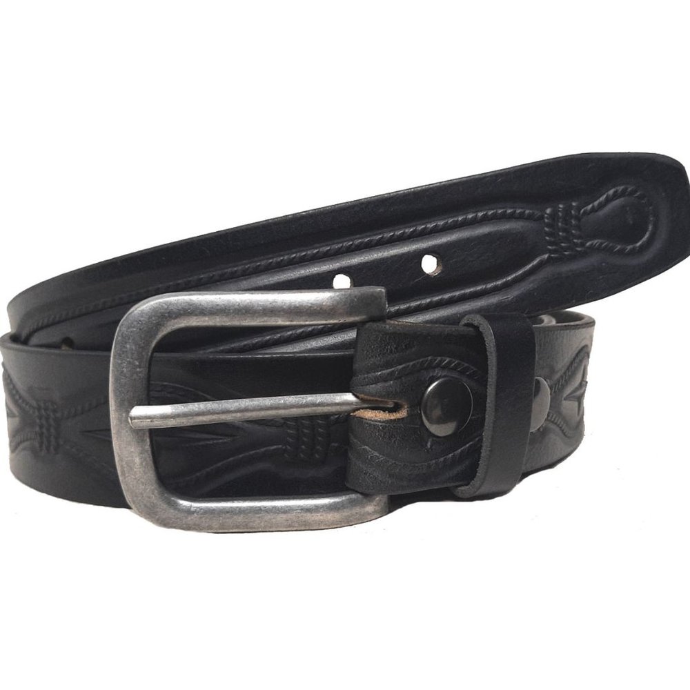 GENUINE LEATHER ROPE EMBOSSED BELT 40MM BLACK #1040
